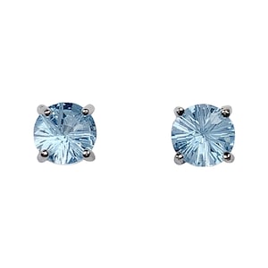 6 mm AAA-klassad äkta naturlig himmelsblå topas Millenniumslipad 18k guldpläterad örhänge i 925 sterlingsilver