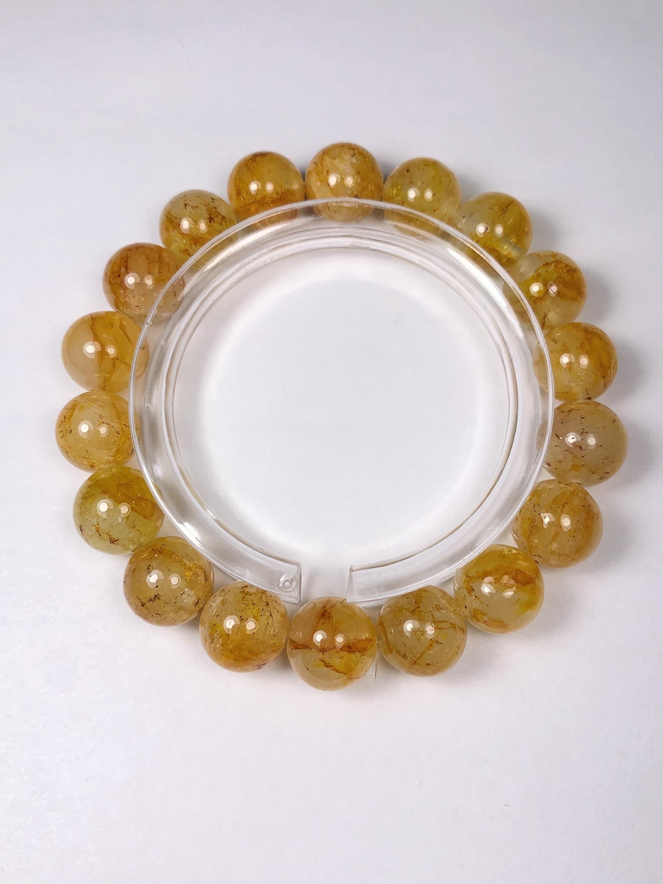 Gold Yellow Half Transparent Topaz Stretch Bracelet: Natural