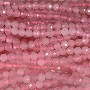 Grade AAA Genuine Natural Pink Rose Quartz Faceted Round Beads 15.5&quot; Strand 2mm 3mm 4mm