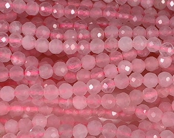 Grade AAA Genuine Natural Pink Rose Quartz Faceted Round Beads 15.5&quot; Strand 2mm 3mm 4mm