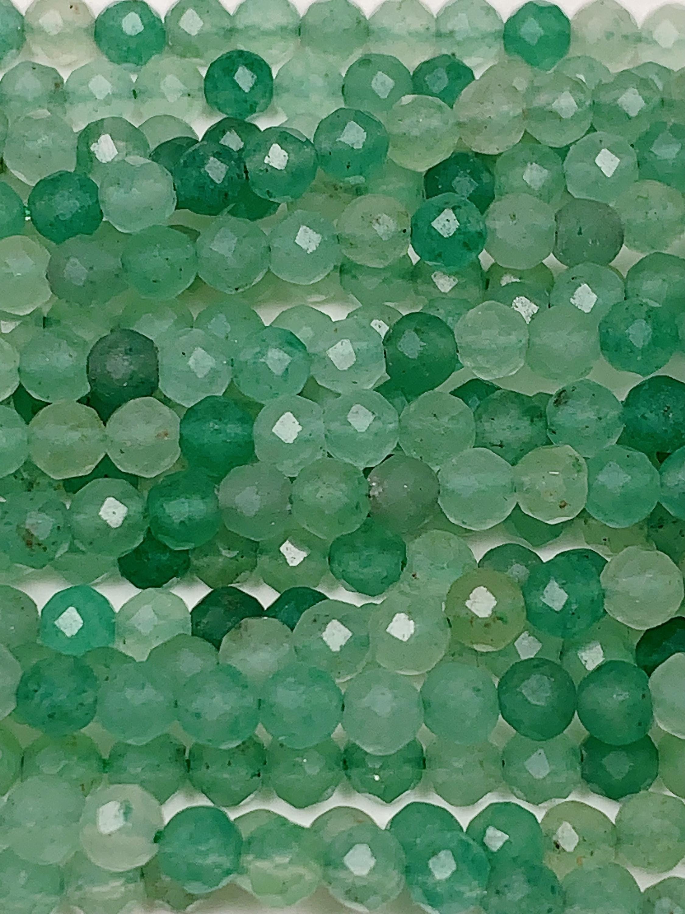 Collier En Pierre Naturelle Aventurine Verte - Perles Facettées Main - Longueur 7 Pouces - Occasion