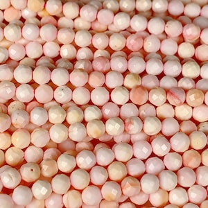 Genuine Natural Queen Conch Faceted Round Beads 15.5&quot; Strand 2mm 3mm 4mm