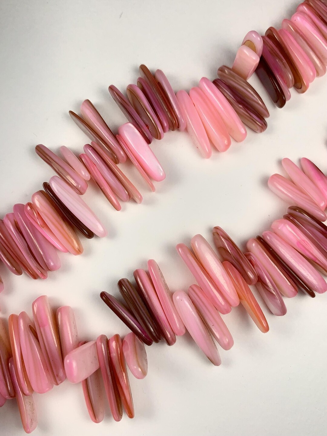 15-18mm Natural Blush Pink Mother of Pearl Shell Stick Spike Nugget ...