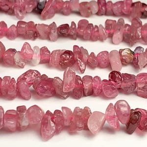 3-8mm  Natural Genuine Pink Tourmaline  Nugget Pebble Irregular Shaped Chip Beads 15.5”