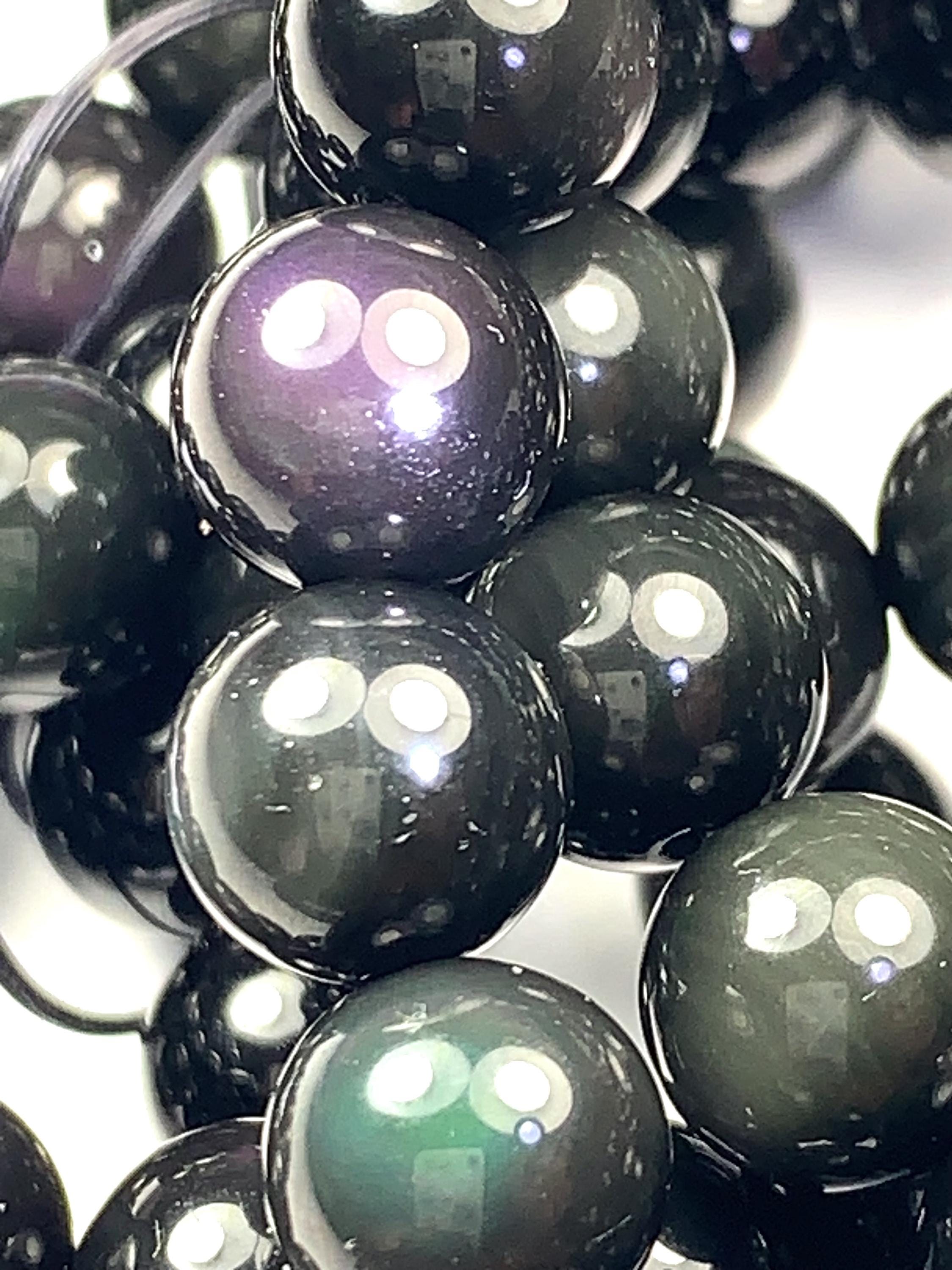 4/6/8/10/12mm Naturale Nero Ossidiana Braccialetto Di - Foto 6