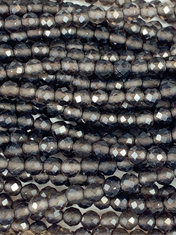 Grade AAA+ Genuine Natural Smoky Quartz  Faceted Round Beads 15.5" Strand 2mm 3mm 4mm