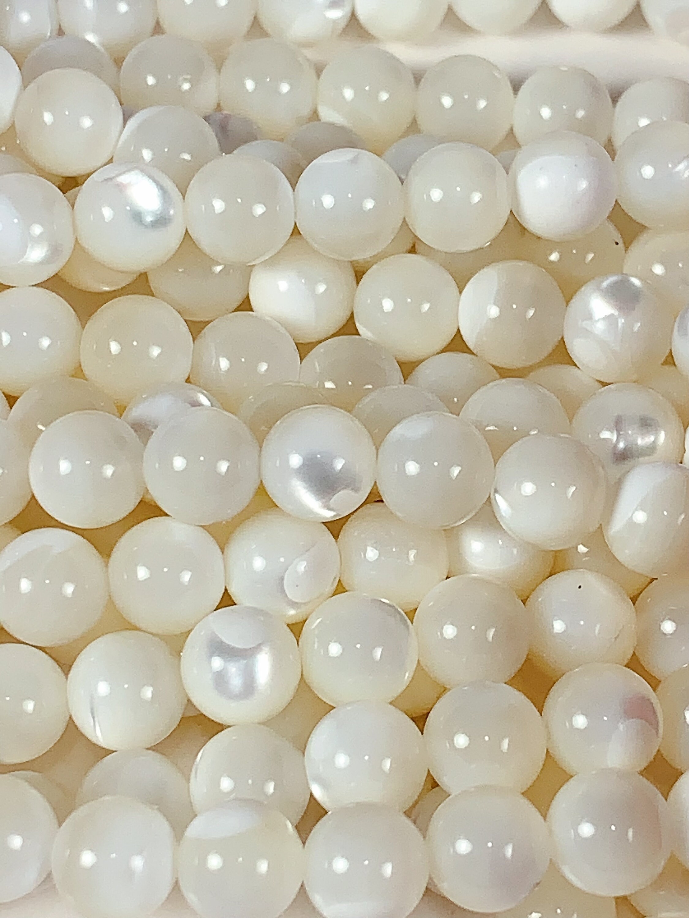 AAA 15” Natural White Mother of Pearl Shell Smooth Round Beads Gemstone ...