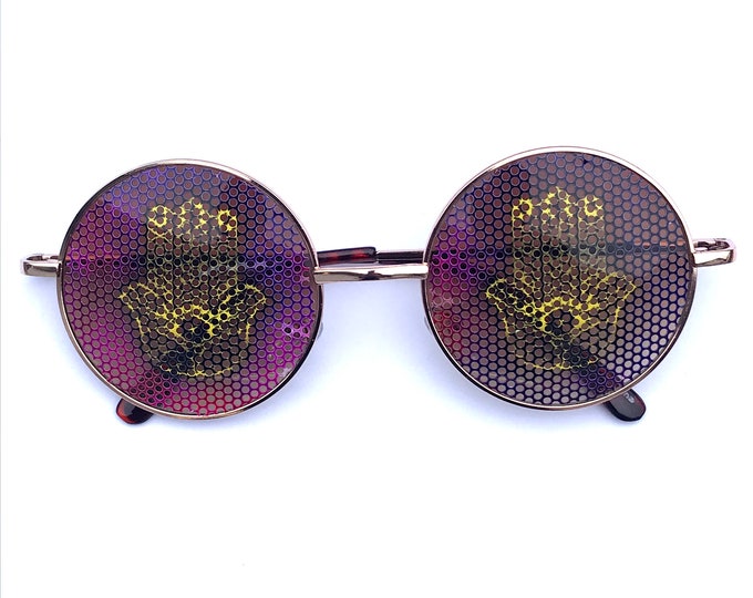cosmic Hamsa round lennon style sunglasses