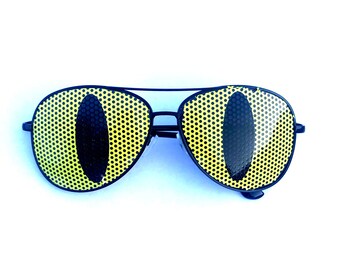 Yellow Happy face Eyes Graphic Aviator Sunglasses