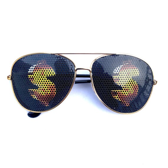 Gafas de aviador doradas con signo de dólar 3D varios estilos - Etsy España