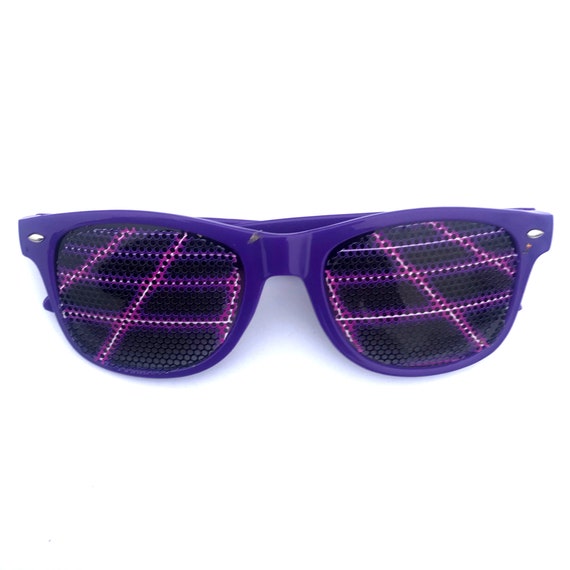 Purple Graphic Vaporwave Laser Grid Aviator Sunglasses - Etsy