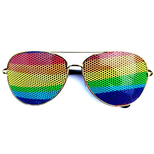 Wavey Rainbow Colorful Graphic Polarized Aviator Party Etsy