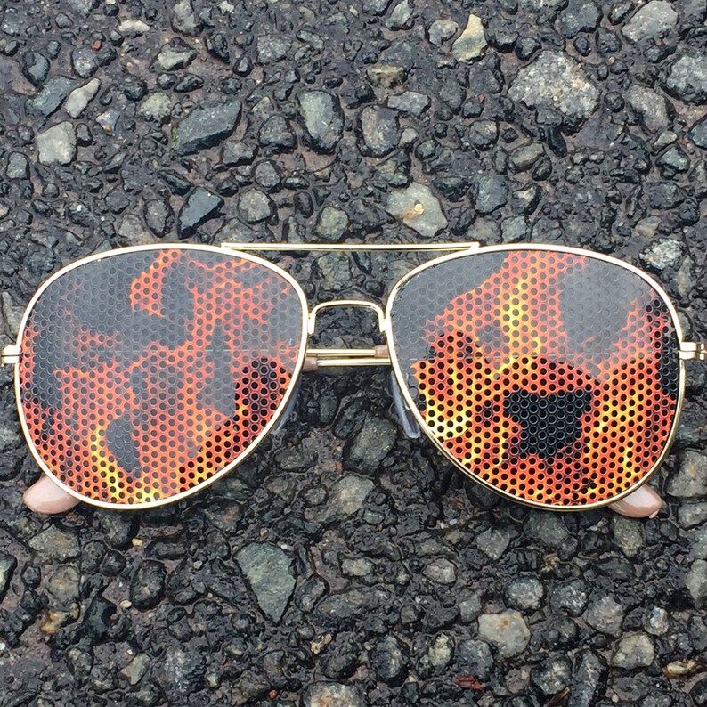 Fire Burner Flame Print Graphic Aviator Festival Sunglasses - Etsy