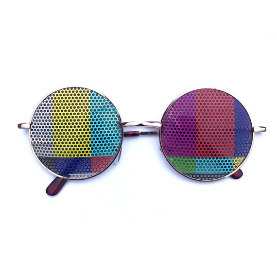 Gafas de sol redondas estilo hippie impresión TV - Etsy España