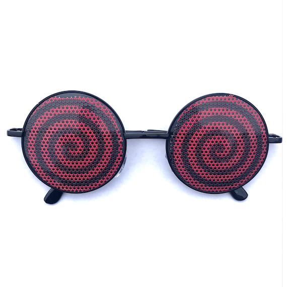 Red Hypnotic Swirl round sunglasses | Etsy