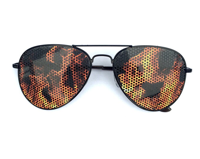 Fire Burner Flame Print Graphic Aviator Festival Sunglasses | Etsy