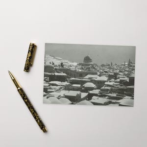 Postal de nieve de Jerusalén de 1934 / Israel, Historia judía, Postal antigua, Israelí, Hebreo, Estrella de David, Mapa de Israel, Judío, Bandera israelí