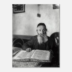 Póster semibrillante con retrato de Shtetl / Arte judío, Israel, israelí, arte hebreo, asquenazí, arte mural judío, historia judía, fotografía antigua