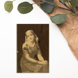 Mizrahi Jewess Postcard | Jewish, Vintage Postcard, Hebrew, Israel, Israeli, Jewish History, Vintage Postcard, Star of David, Wall Art, Chai
