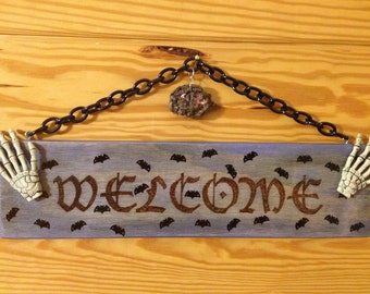 Welcome sign, Halloween 2-D - Decorative Wall Hanging Wood