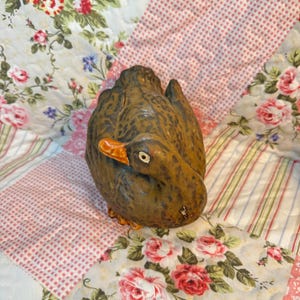 ANTIQUE ceramic brown duck goose cottagecore English country, French country, grandmacore decor statue figurine garden statue