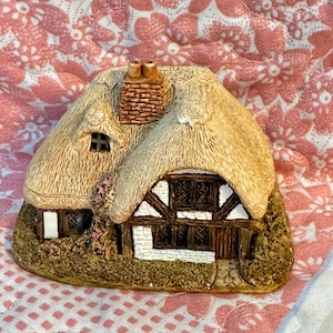 LILLIPUT LANE April cottage 1984 Tudor house thatched cottage small statue figurine English country cottage Antique cottage decor