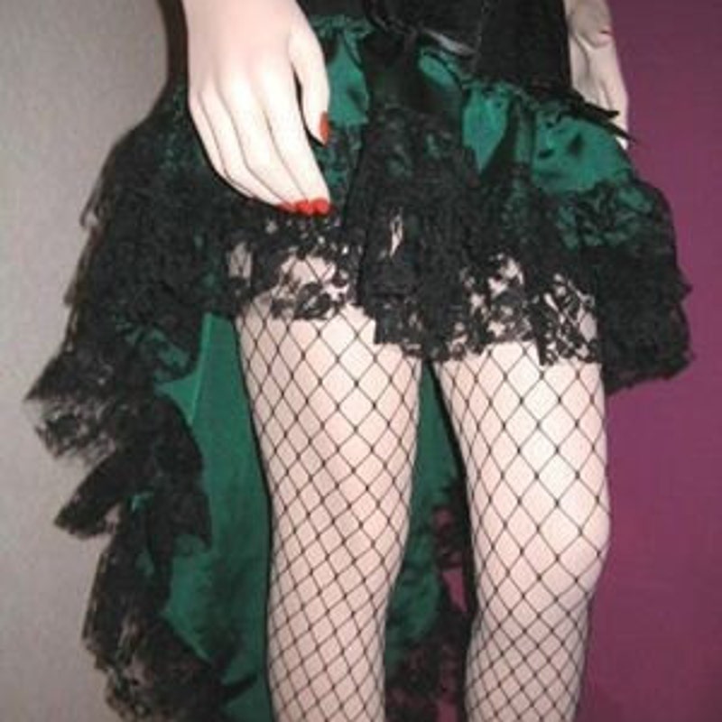Black/Green Striped Ruched Bustle Skirt main image 1
