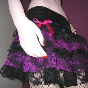 Sequoia Black  Deep Cerise Pink 5 layered  lace Skirt Goth Lolita
