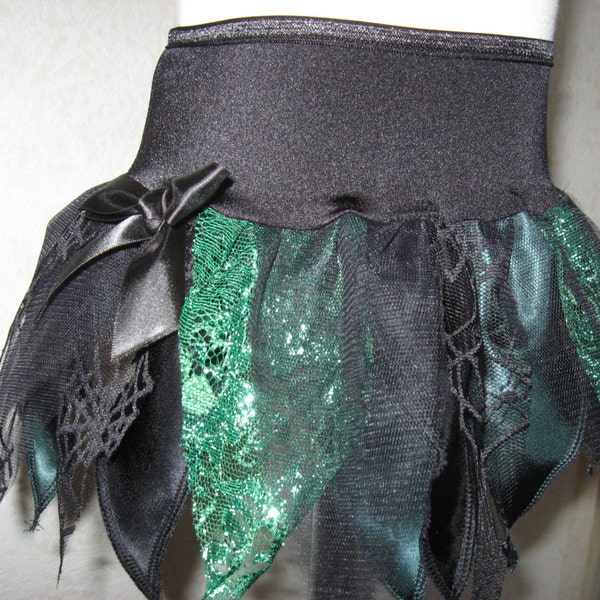 Sequoia Witchy Black,Green,Lace,Webs,Petals Goth,Fairy,Rock Tutu Skirt-all sizes,Halloween