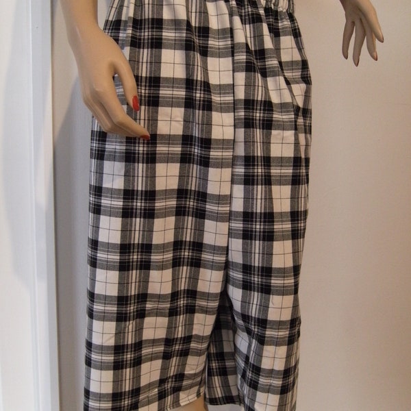 Noir blanc tartan check bas entrejambe harem pantalon pantaloons lagenlook superposition Gothic Rock Party Toutes les tailles