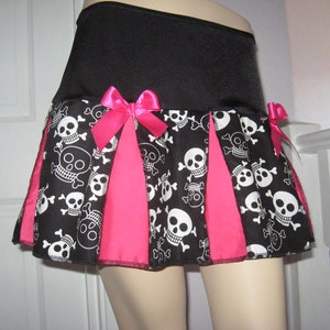 Sequoia Pink black red pink white skulls, floral, cupcake cheerleader skirt-All Sizes Festival, party dance roller derby