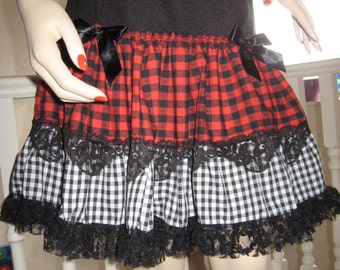 ★LECYTO★ Layered Punk Check SkirtWhite Lolita lace white skirt taboo cage high waist mesh skirt