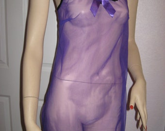 Sheer Soft Nylon Purple Black baby doll slip Lingerie Adult feminine Glamour fantasy Sequoia