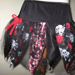 Punk, Gothic Fairy schwarz, rot, wei&szlig;, check, Skulls, Lace-Tutu-Rock, Rock, Festival, Lolita Rock-alle Gr&ouml;&szlig;en Sequoia