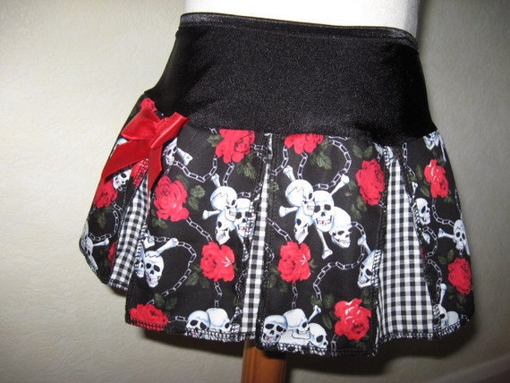 New Baby Girls Black White Purple Skulls Tartan Check Gothic Skirt Gift Party