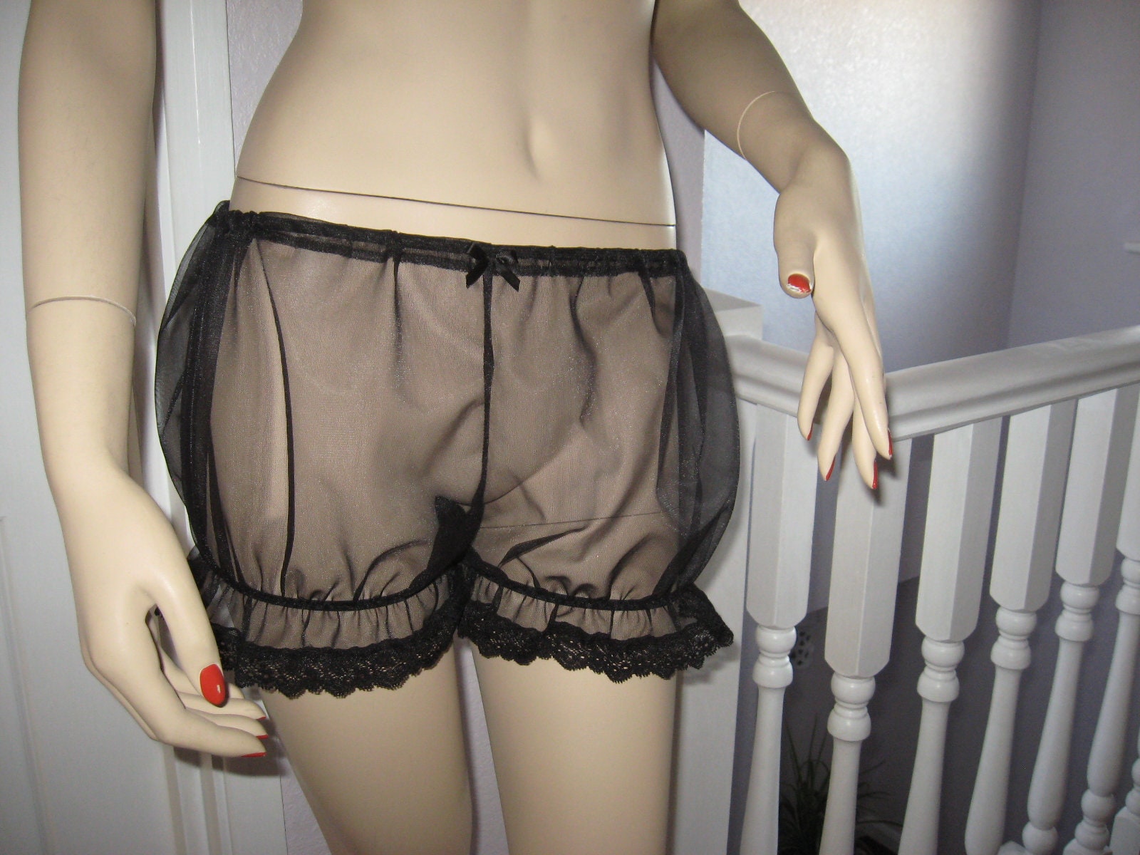 Vintage Black Slip Shorts Lace Trim Pettipants Bloomers With Clips XS Pin  Up -  Ireland