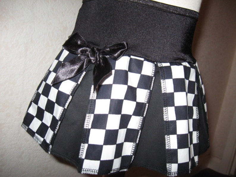 Sequoia,Black & white large check Print Cheerleader Skirt,Mod,Rock,Goth,Punk Festival image 1