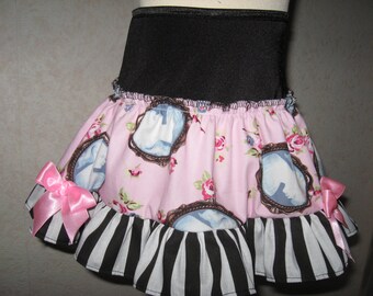 sequoia-NEW Black,Pink,White,Cameo Rose,stripes Frilly Mini Skirt,Punk,Lolita-All sizes