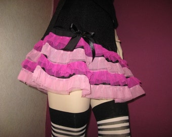 Sequoia Pink,Black VERY PRETTY Frilly flowing Mini skirt
