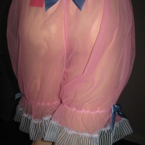 Sheer Baby pink blue Nylon frilly Pantaloons Sissy Knickers bloomers feminine Fantasy UK Sequoia