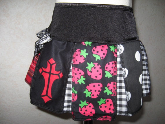 NEW Baby Girls Black red white skulls spotted pirates check cheerleader Skirt