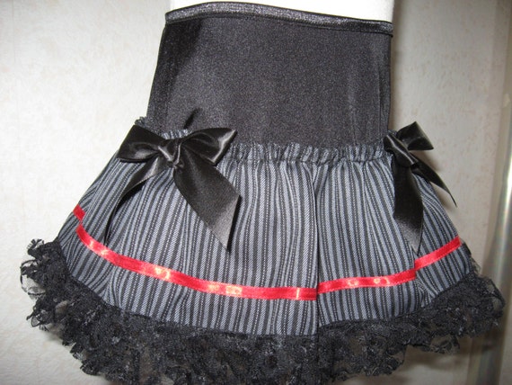 NEW Girls ALL Black Linen lace Frilly Party Gift Skirt Dance Goth Rock Punk