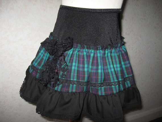 NEW Baby Girls Black white tartan check pleated Goth Rock Punk party Skirt Gift