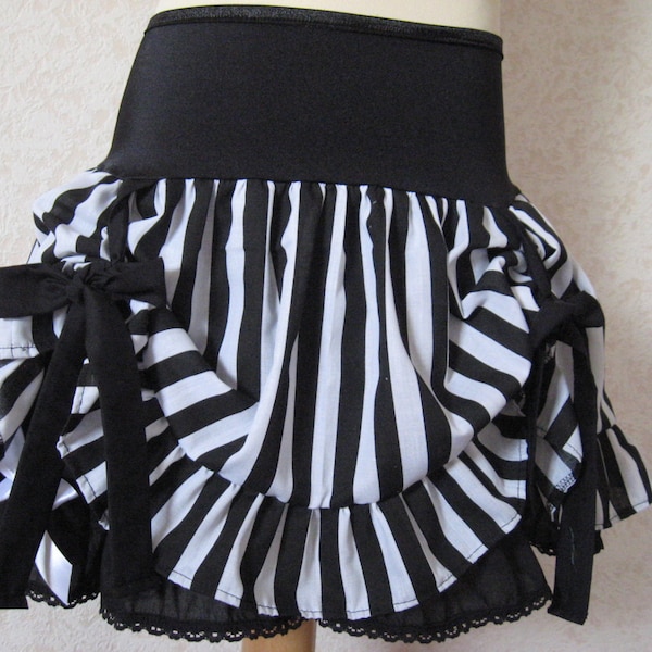 NEW Black White Striped Hitch up lace Petticoat skirt Biker Goth Party Rock all sizes Sequoia