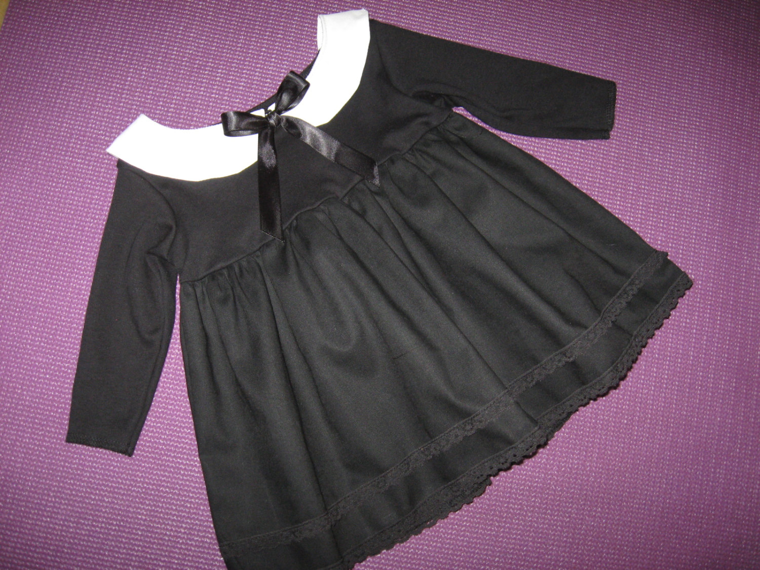 Kleding Meisjeskleding Babykleding voor meisjes Jurken Zwarte witte kraag Jurk Sequoia NIEUWE Gothic Baby meisjes kant Hoofdband set Gift Party Rock Halloween woensdag 