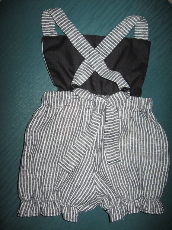 NEW Baby Girls Boys Black white striped linen Shorts Bloomers Romper set Gift