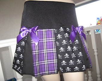 Sequoia,NEW black purple blue white pink red skulls tartan stripes linen unicorns cherrries cheerleader skirt-All sizes goth rock punk