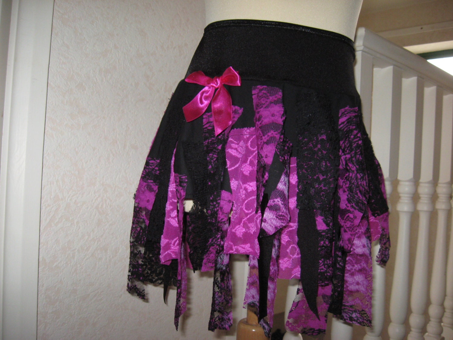 Sequoia,new Black,cerise Pink,lace,mesh Tatty Skirt,rock,punk,witchy ...