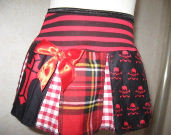 Gothic Cross skulls pleated skirt ,Black,White,red Spots Stripes,Check Tartan All Sizes Sequoia,lolita,punk Steampunk Festival wear