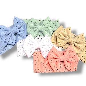Eyelet bows, Headwrap bows, newborn bows, bow sets, Easter bows, spring bows, spring sets
